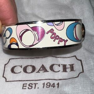 Coach Poppy Multicolor Graphic White & Silver Bangle Women’s Bracelet Y2K Cute